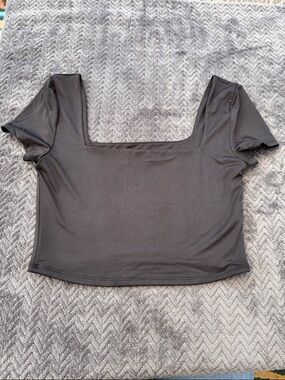 The Workshop Black Square Neck Crop Athletic top